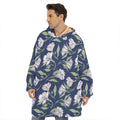 White Alstroemeria Pattern Print Hoodie Blanket