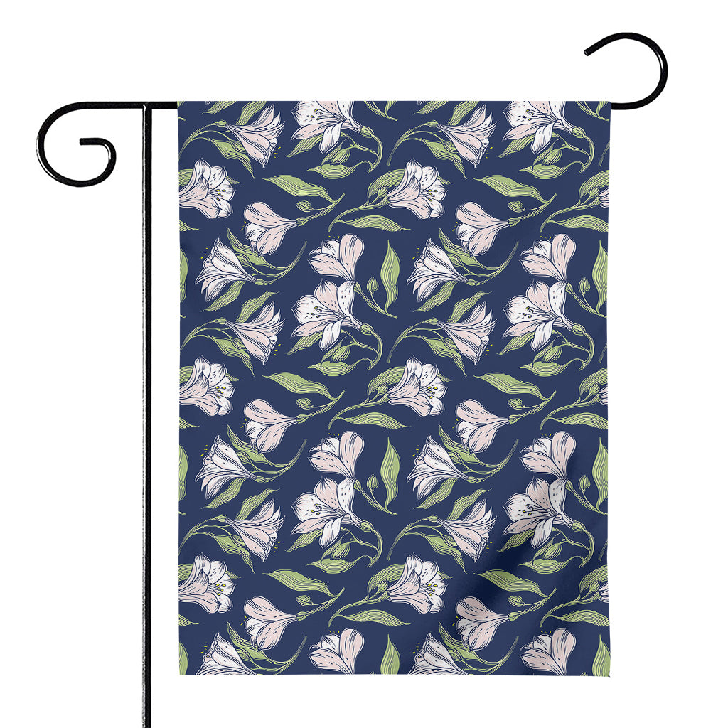 White Alstroemeria Pattern Print House Flag