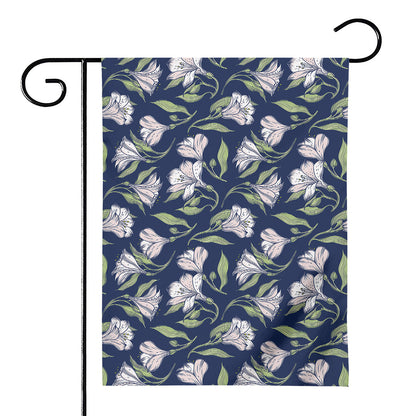 White Alstroemeria Pattern Print House Flag