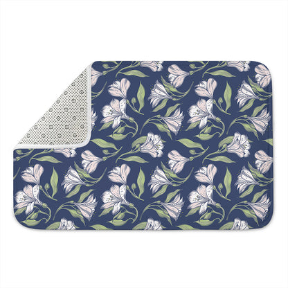 White Alstroemeria Pattern Print Indoor Door Mat