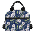 White Alstroemeria Pattern Print Insulated Lunch Bag