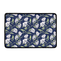 White Alstroemeria Pattern Print Kitchen Mat