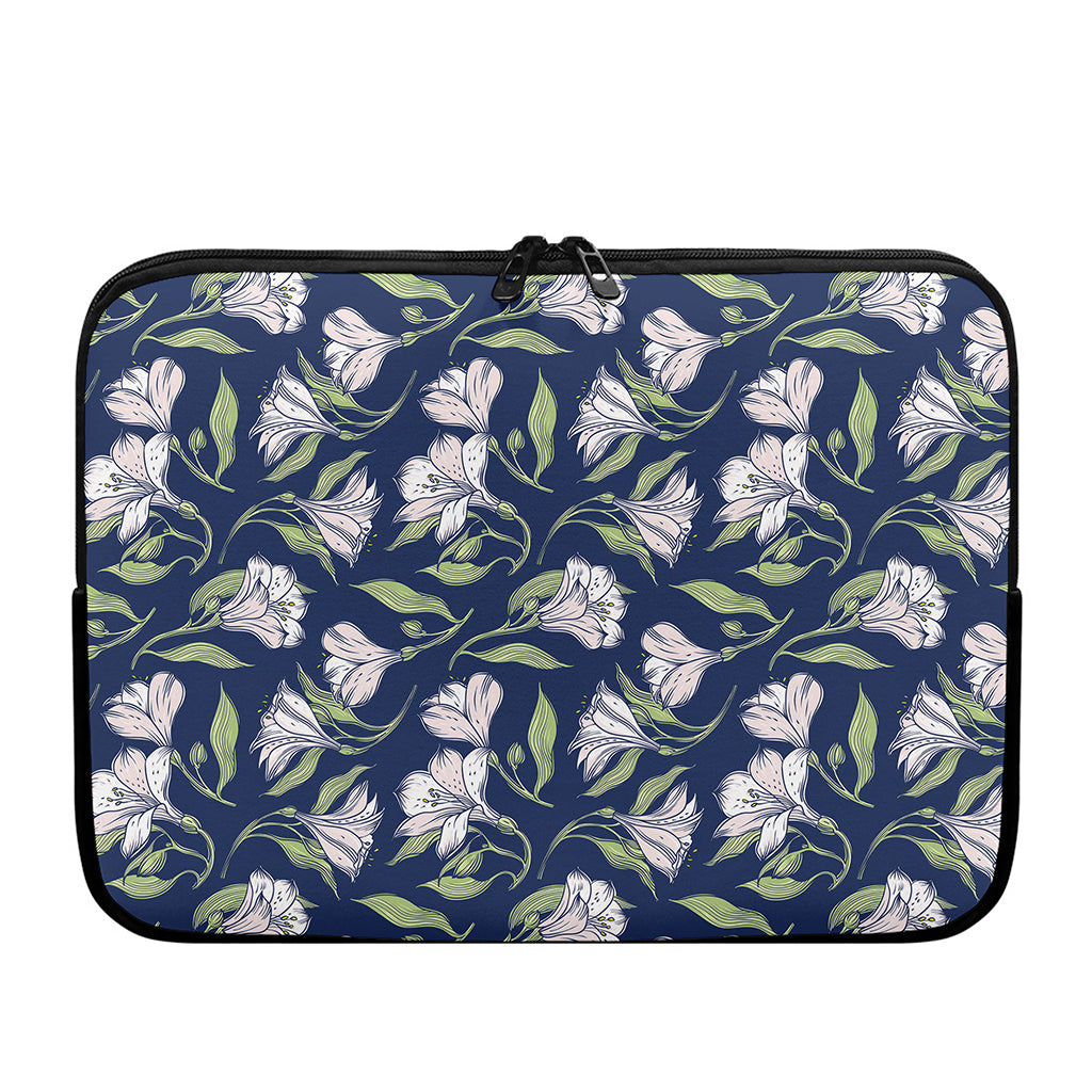 White Alstroemeria Pattern Print Laptop Sleeve