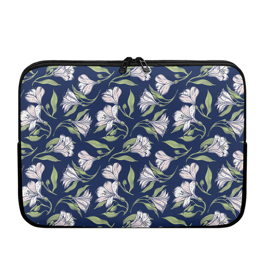 White Alstroemeria Pattern Print Laptop Sleeve