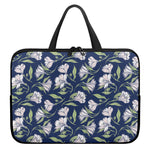 White Alstroemeria Pattern Print Laptop Sleeve With Handle