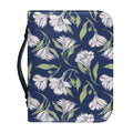 White Alstroemeria Pattern Print Leather Bible Cover