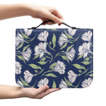 White Alstroemeria Pattern Print Leather Bible Cover