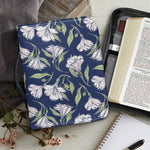 White Alstroemeria Pattern Print Leather Bible Cover
