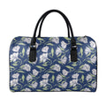 White Alstroemeria Pattern Print Leather Duffel Bag