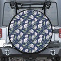 White Alstroemeria Pattern Print Leather Spare Tire Cover