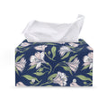 White Alstroemeria Pattern Print Leather Tissue Box Cover