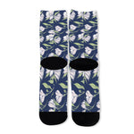 White Alstroemeria Pattern Print Long Socks