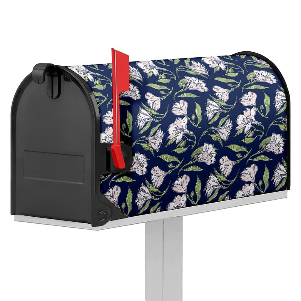 White Alstroemeria Pattern Print Mailbox Cover