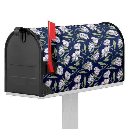 White Alstroemeria Pattern Print Mailbox Cover