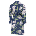 White Alstroemeria Pattern Print Men's Bathrobe