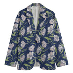 White Alstroemeria Pattern Print Men's Blazer