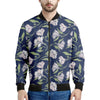 White Alstroemeria Pattern Print Men's Bomber Jacket