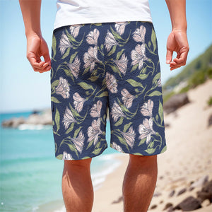 White Alstroemeria Pattern Print Men's Cargo Shorts