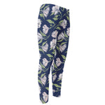 White Alstroemeria Pattern Print Men's Compression Pants