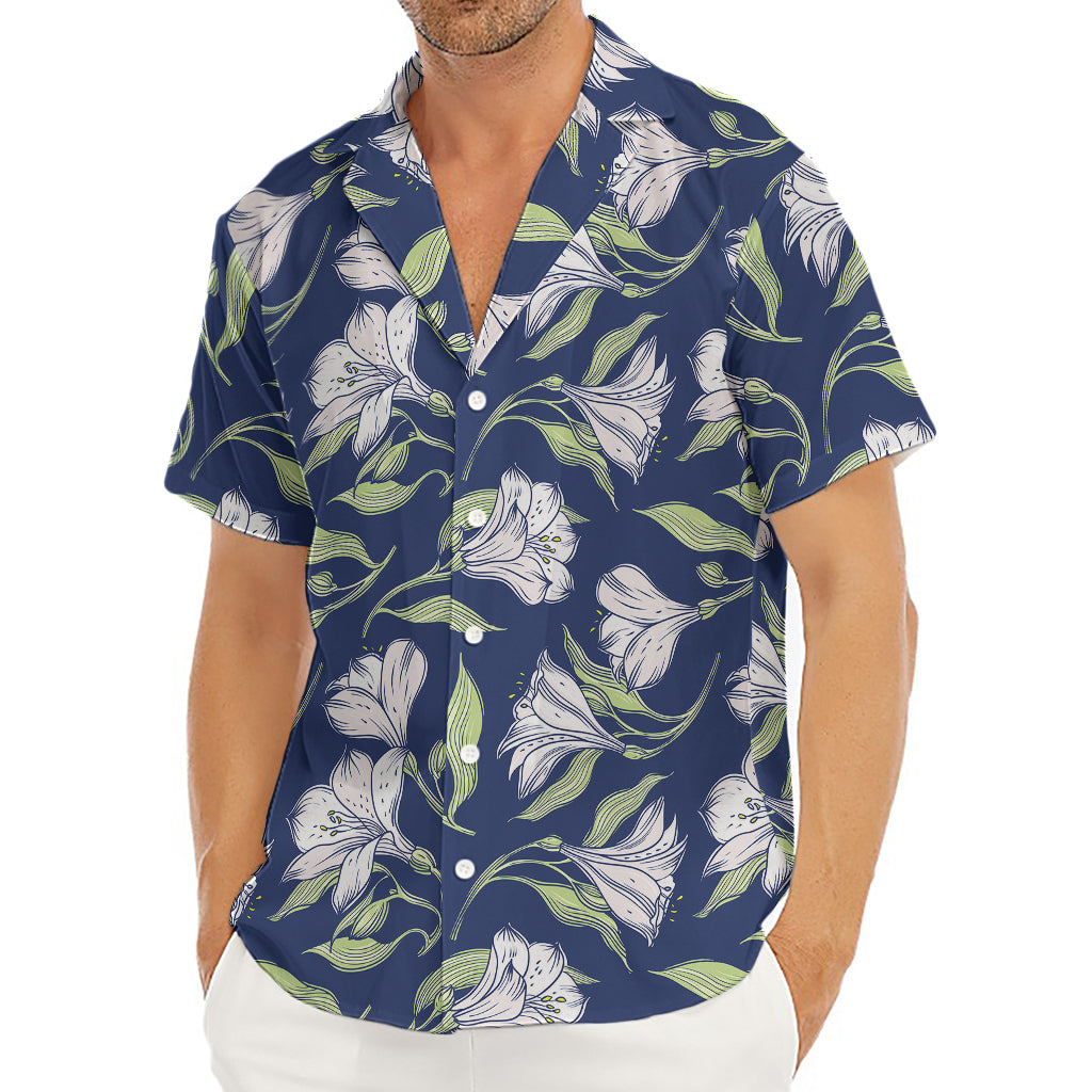 White Alstroemeria Pattern Print Men's Deep V-Neck Shirt