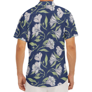 White Alstroemeria Pattern Print Men's Deep V-Neck Shirt