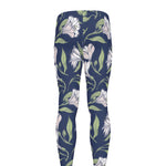 White Alstroemeria Pattern Print Men's leggings