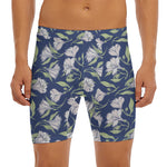 White Alstroemeria Pattern Print Men's Long Boxer Briefs