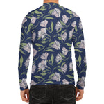 White Alstroemeria Pattern Print Men's Long Sleeve Rash Guard