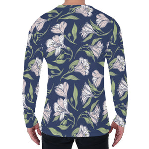 White Alstroemeria Pattern Print Men's Long Sleeve T-Shirt