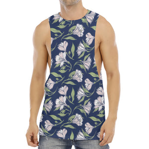 White Alstroemeria Pattern Print Men's Muscle Tank Top