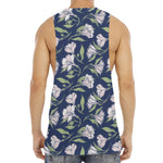 White Alstroemeria Pattern Print Men's Muscle Tank Top