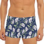 White Alstroemeria Pattern Print Men's Short Boxer Briefs