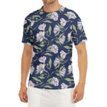White Alstroemeria Pattern Print Men's Short Sleeve Rash Guard