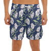 White Alstroemeria Pattern Print Men's Split Running Shorts