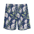 White Alstroemeria Pattern Print Men's Athletic Shorts
