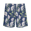 White Alstroemeria Pattern Print Men's Sports Shorts