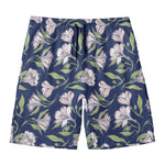 White Alstroemeria Pattern Print Men's Swim Trunks
