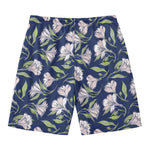 White Alstroemeria Pattern Print Men's Swim Trunks