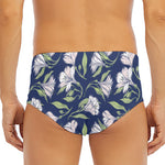 White Alstroemeria Pattern Print Men's Triangle Swim Briefs