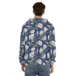 White Alstroemeria Pattern Print Men's Velvet Pullover Hoodie