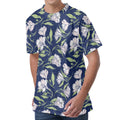 White Alstroemeria Pattern Print Men's Velvet T-Shirt
