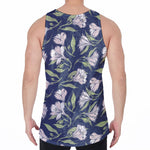 White Alstroemeria Pattern Print Men's Velvet Tank Top