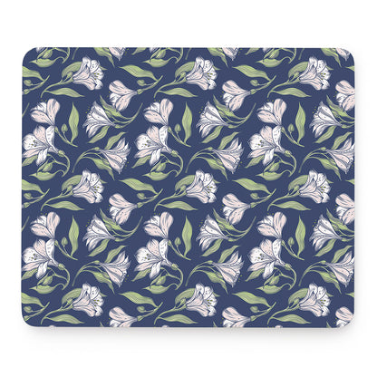 White Alstroemeria Pattern Print Mouse Pad
