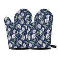 White Alstroemeria Pattern Print Oven Mitts
