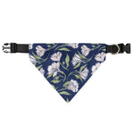 White Alstroemeria Pattern Print Over The Collar Dog Bandana