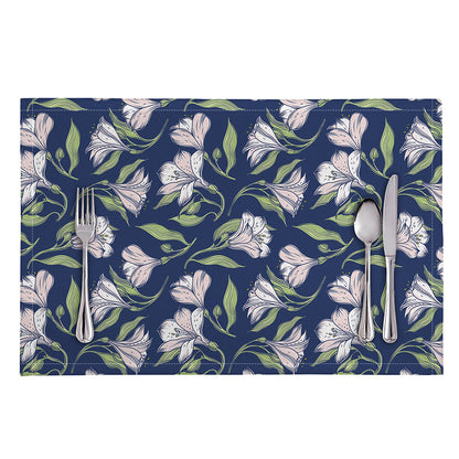 White Alstroemeria Pattern Print Placemat