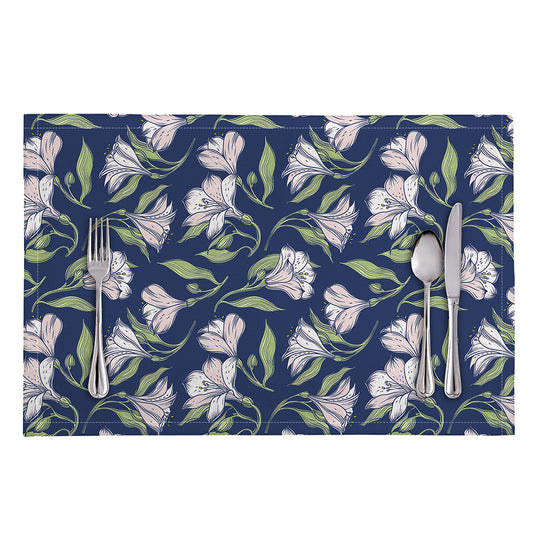 White Alstroemeria Pattern Print Placemat