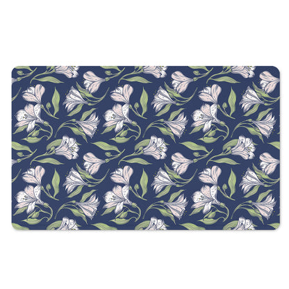 White Alstroemeria Pattern Print Polyester Doormat