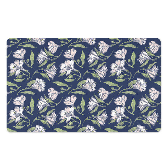 White Alstroemeria Pattern Print Polyester Doormat
