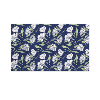 White Alstroemeria Pattern Print Polyester Flag